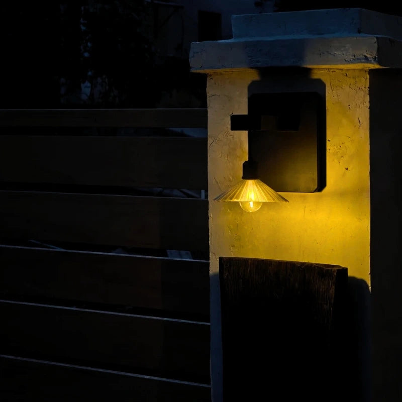 Outdoor Wall Light With Hanging Shade And Dusk Sensor