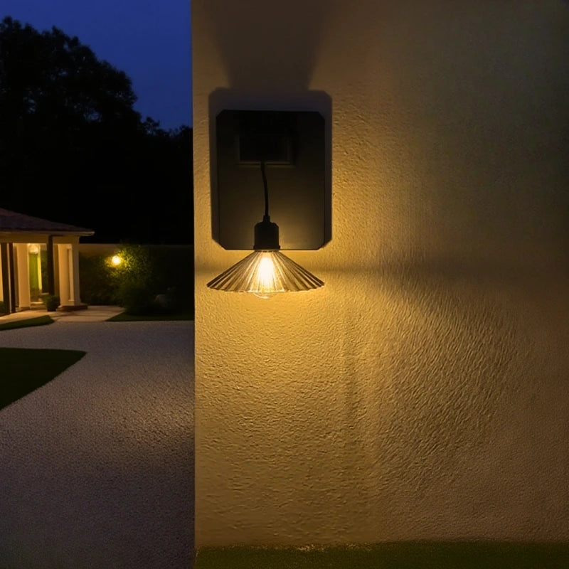 Outdoor Wall Light With Hanging Shade And Dusk Sensor