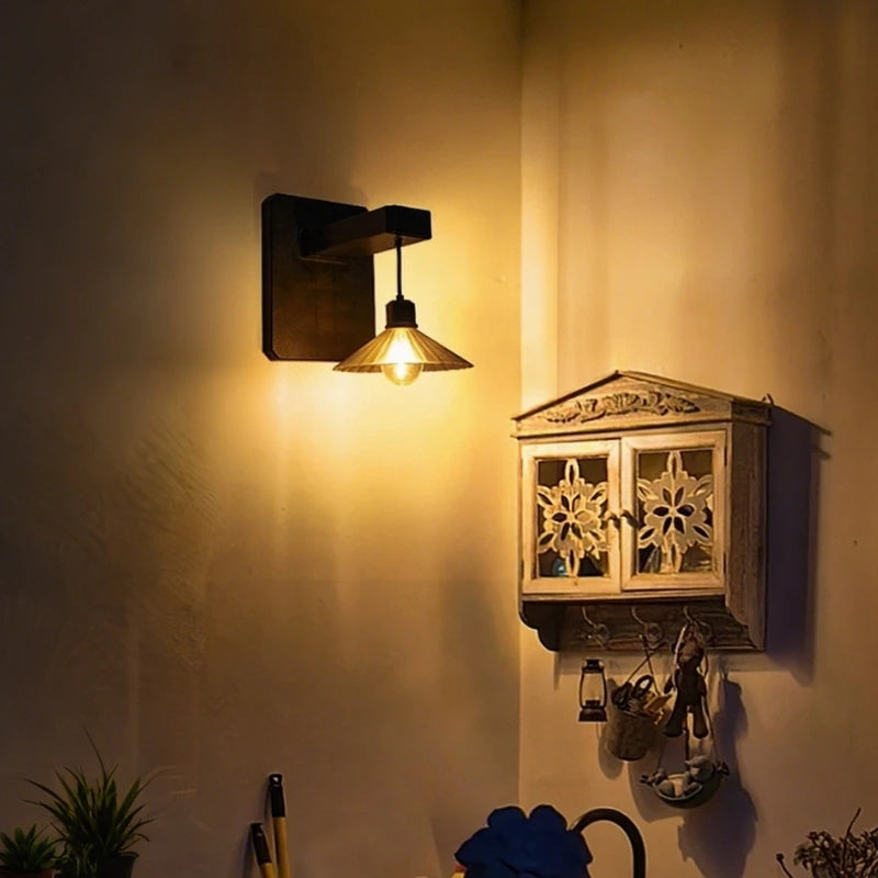 Outdoor Wall Light With Hanging Shade And Dusk Sensor