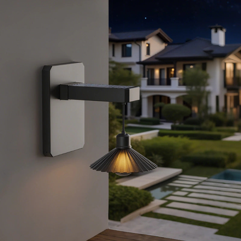 Outdoor Wall Light With Hanging Shade And Dusk Sensor