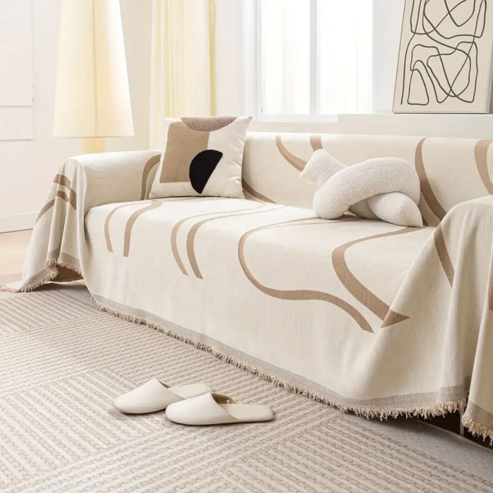 Wave Lines Chenille Couch Covers