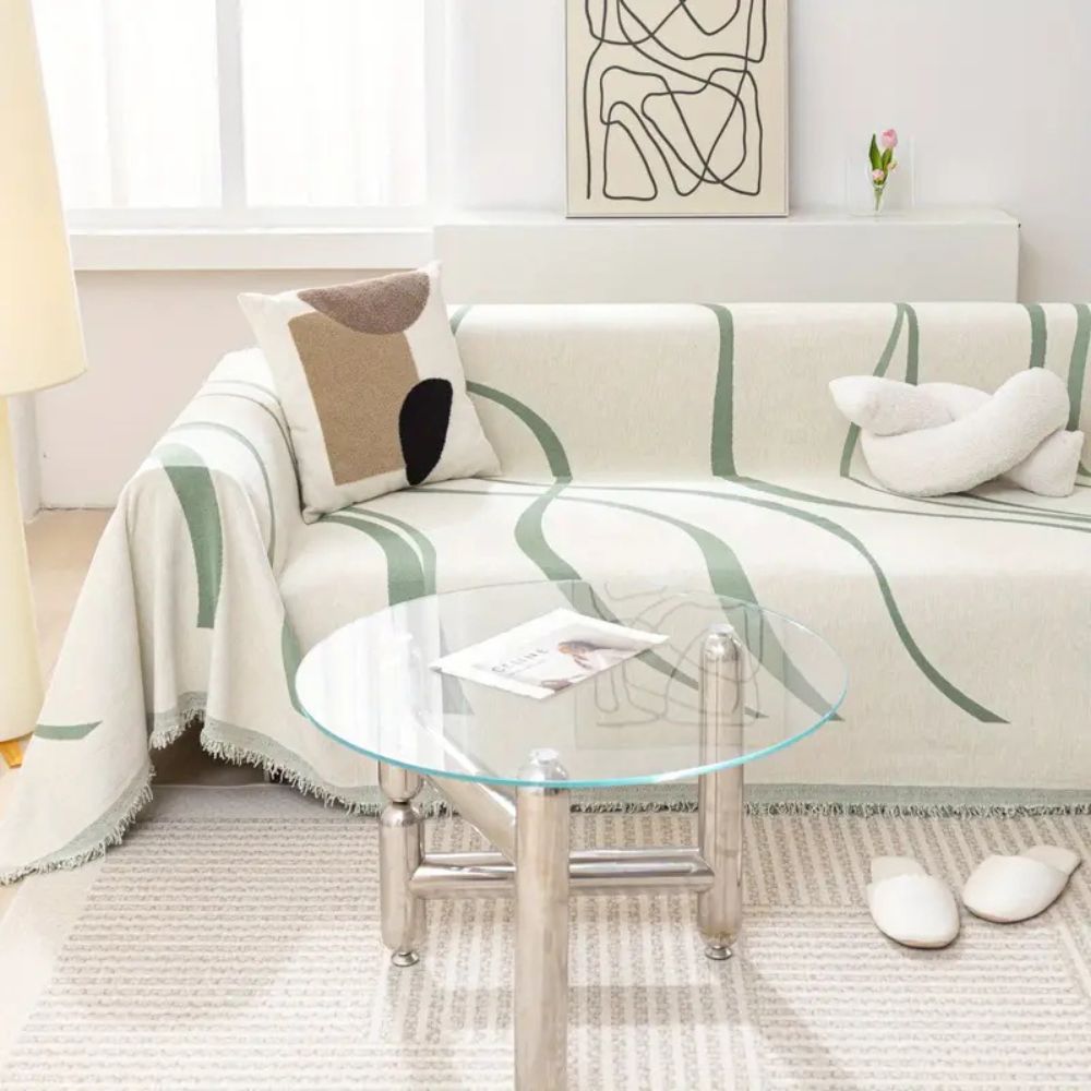 Wave Lines Chenille Couch Covers