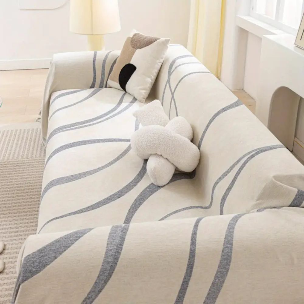 Wave Lines Chenille Couch Covers