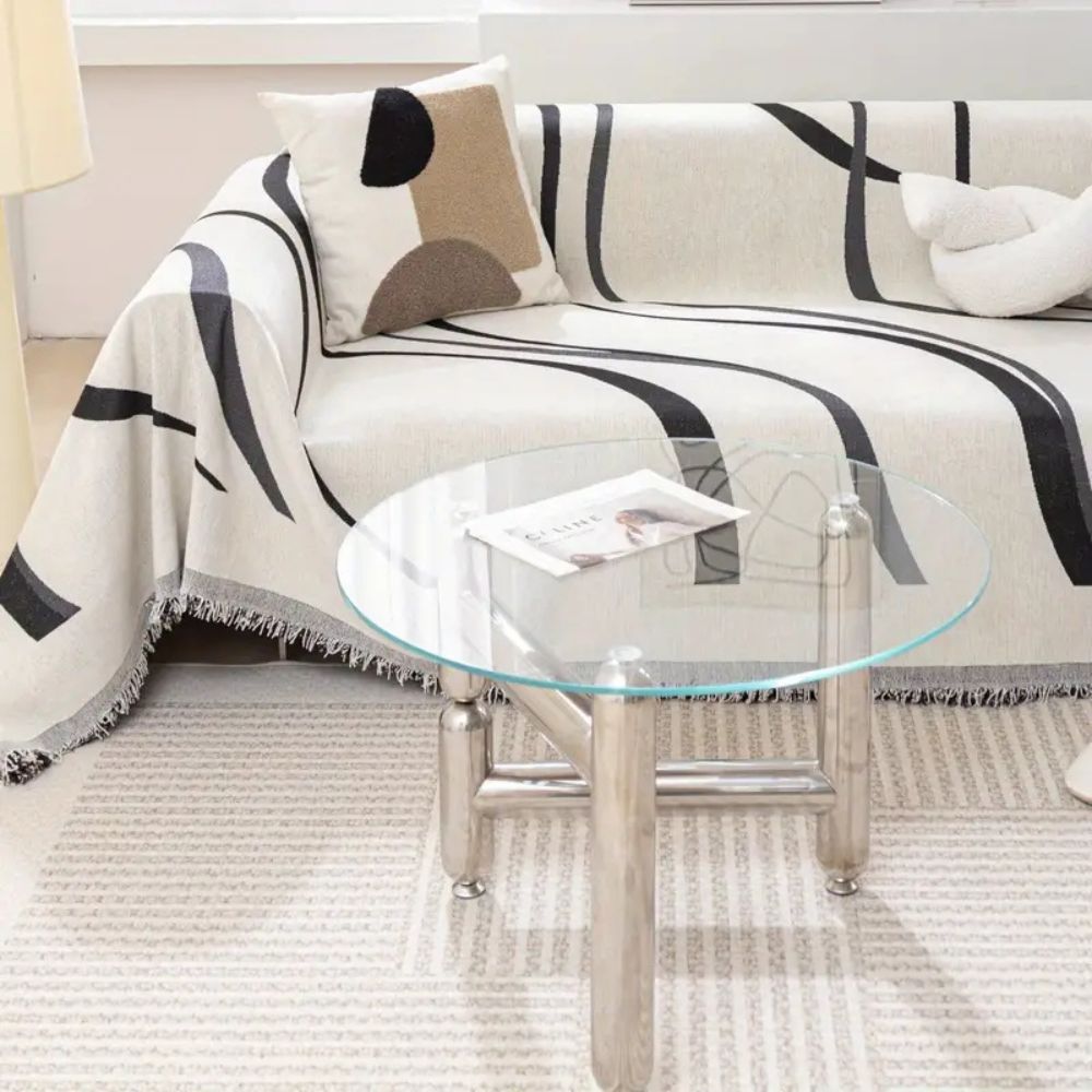 Wave Lines Chenille Couch Covers