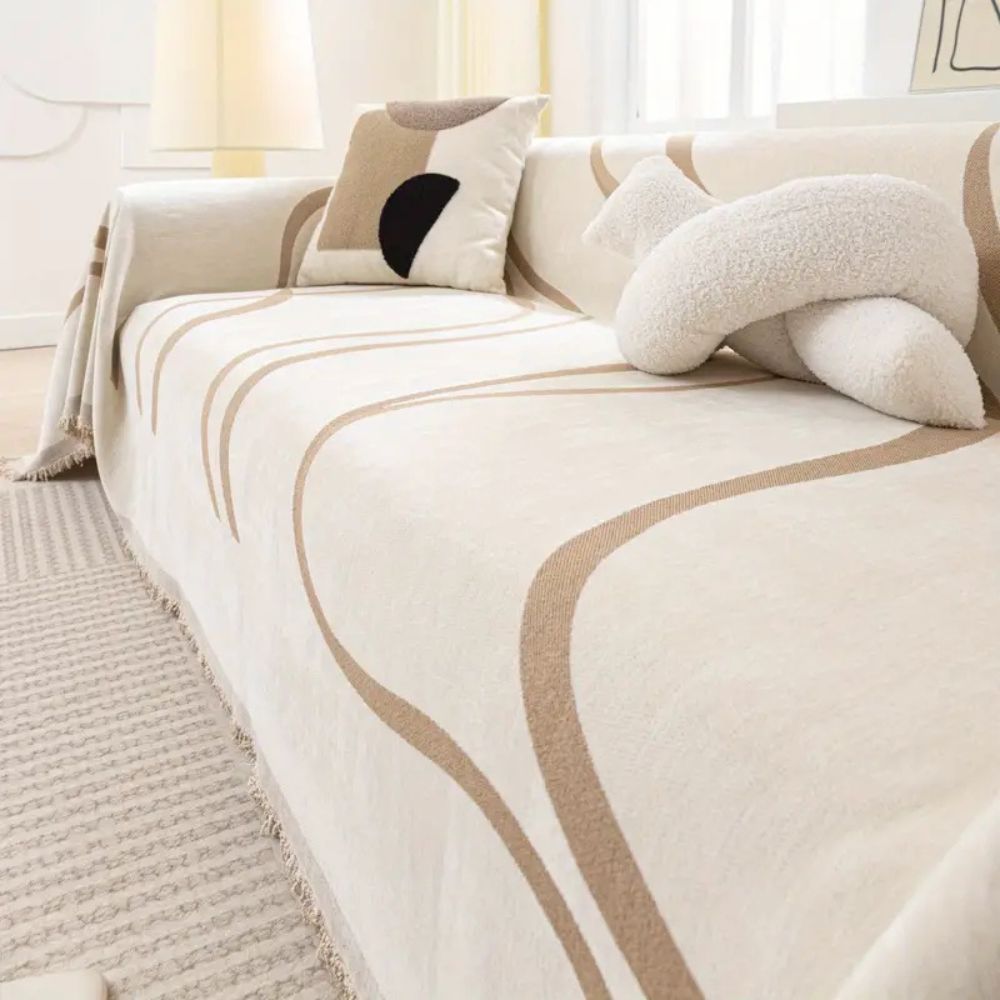 Wave Lines Chenille Couch Covers