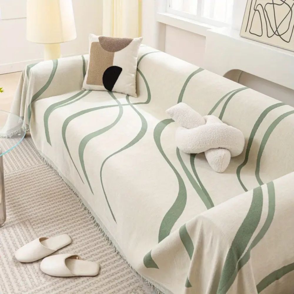 Wave Lines Chenille Couch Covers