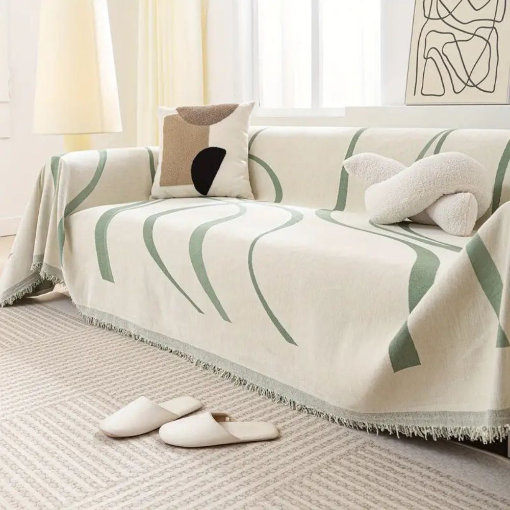 Wave Lines Chenille Couch Covers