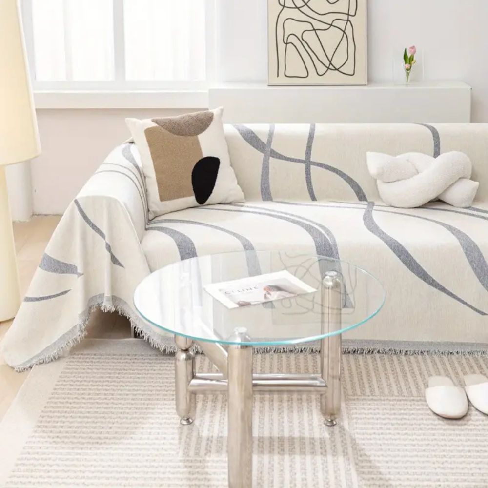 Wave Lines Chenille Couch Covers