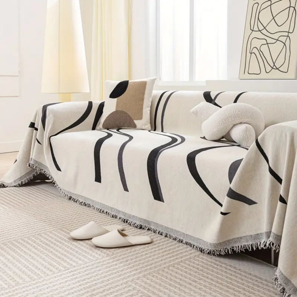 Wave Lines Chenille Couch Covers