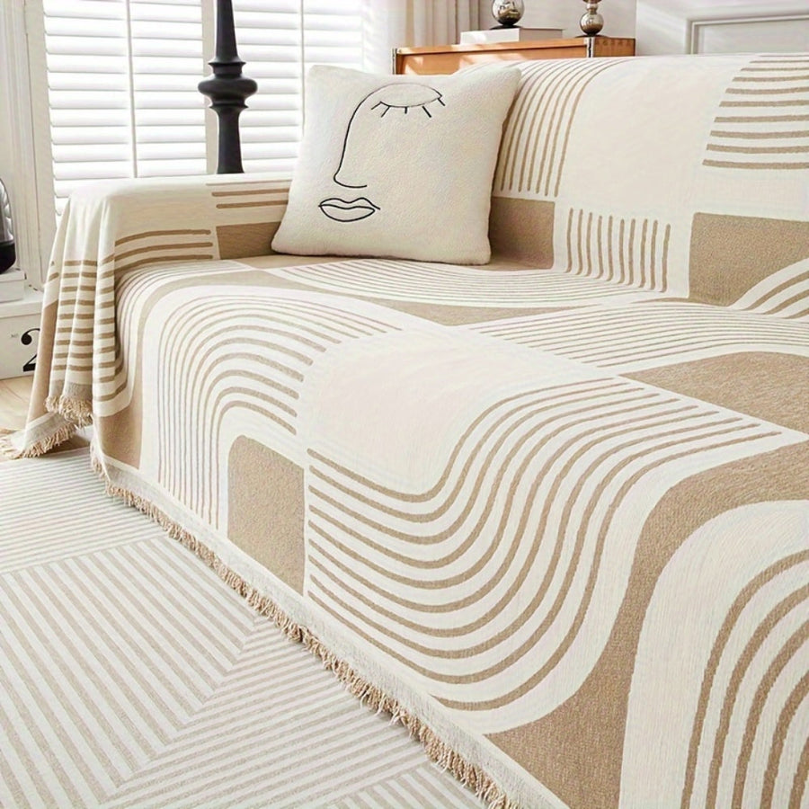 Wavy Stripe Boho Couch Cover