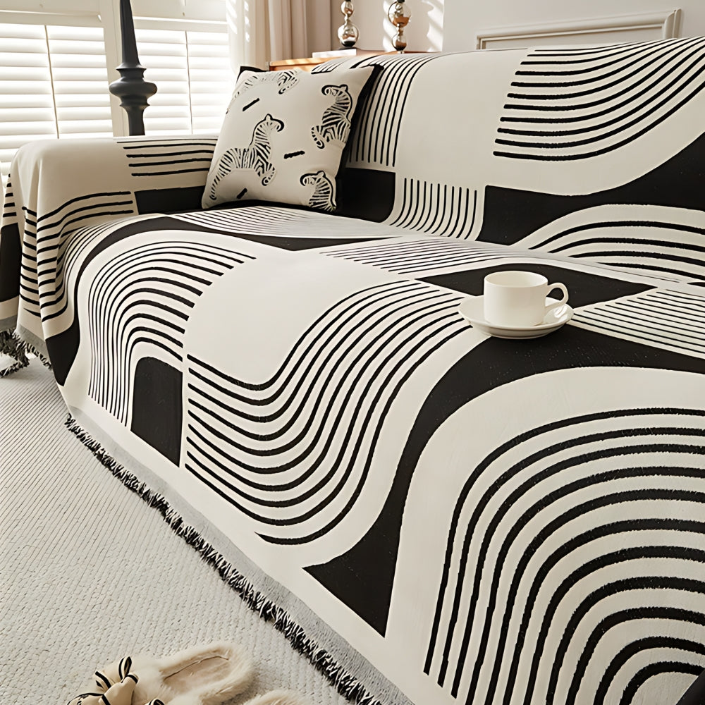 Wavy Stripe Boho Couch Cover