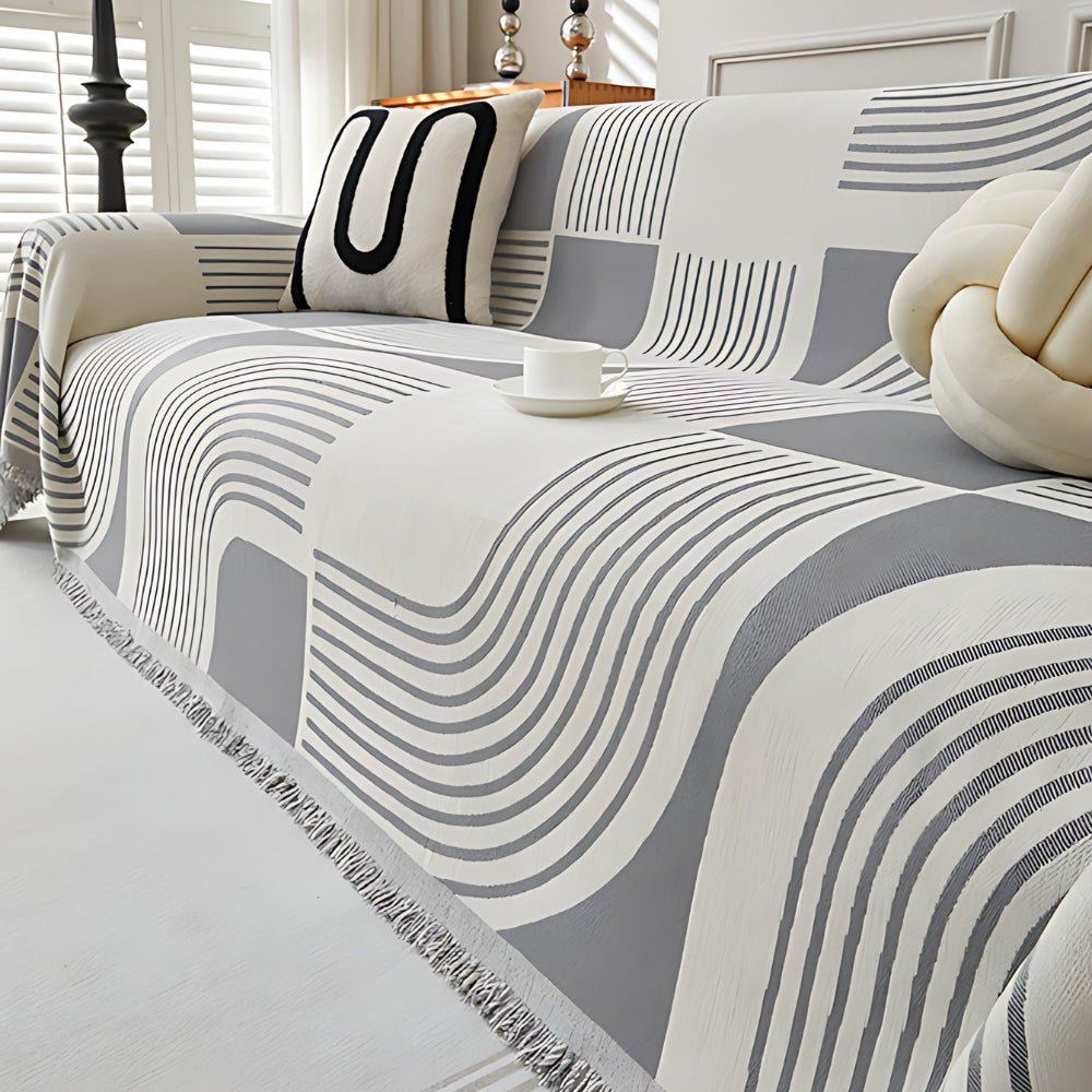 Wavy Stripe Boho Couch Cover