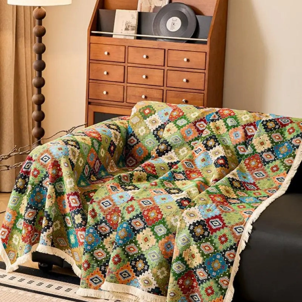 Zahara Geometric Tribal Kilim Couch Cover