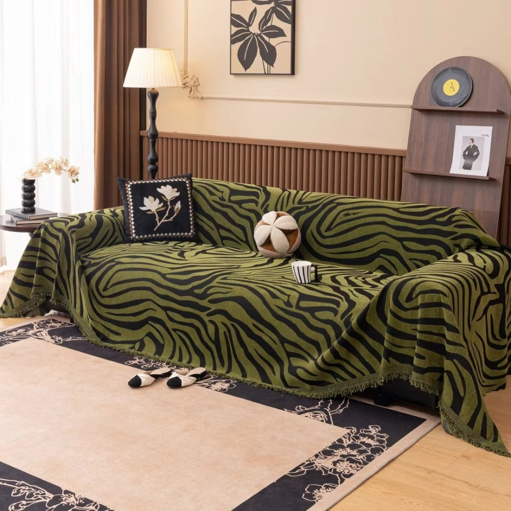 Zentara Chenille Zebra Geometric Couch Cover