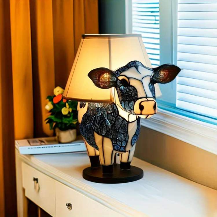 Cow Shaped LED Table Lamp with Fabric Shade