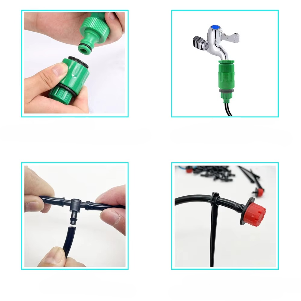 Drip Irrigation System with Automatic Timer for Garden Plants