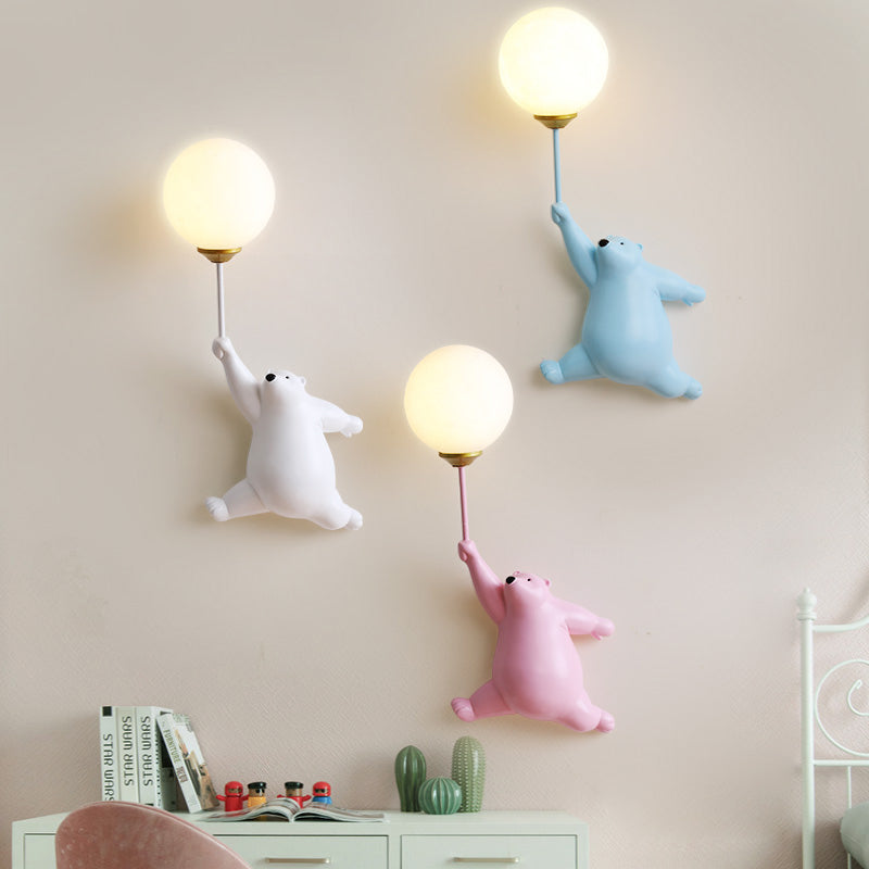 Cute Bear Wall Lamp Kids Room Balloon Light Decorative