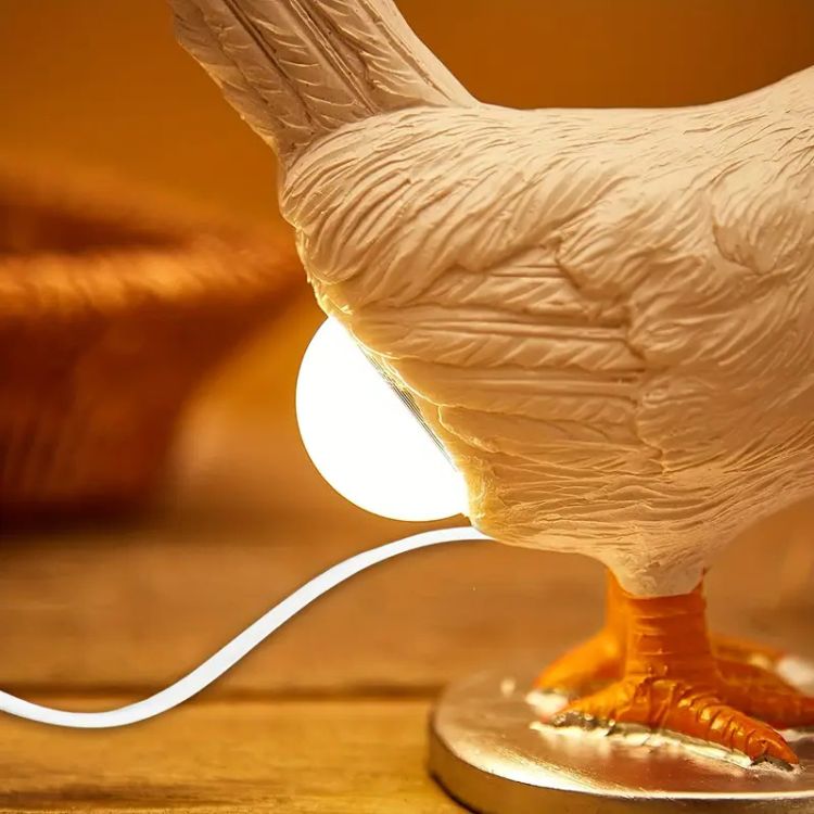 Chicken Shaped Table Lamp with Integrated LED Light and Standing Base