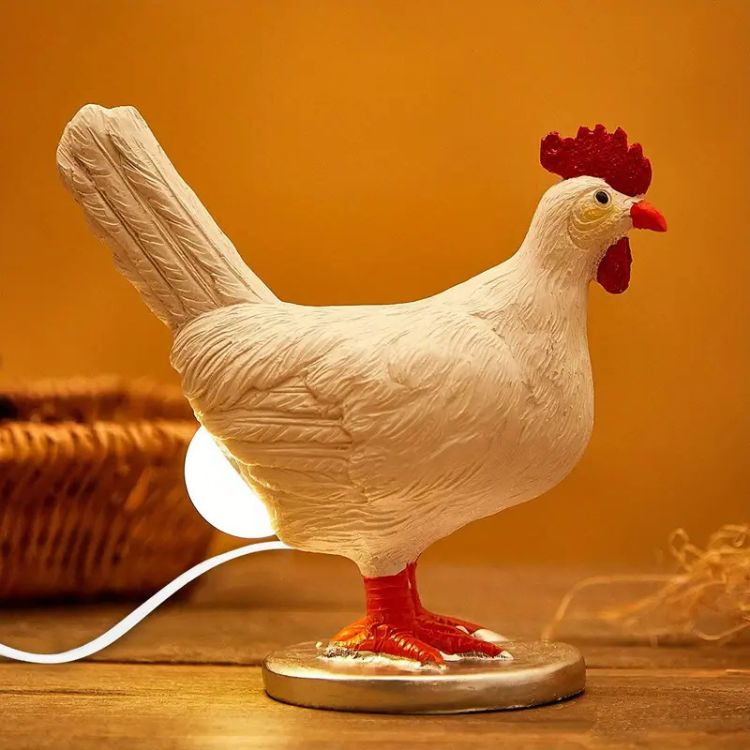 Chicken Shaped Table Lamp with Integrated LED Light and Standing Base