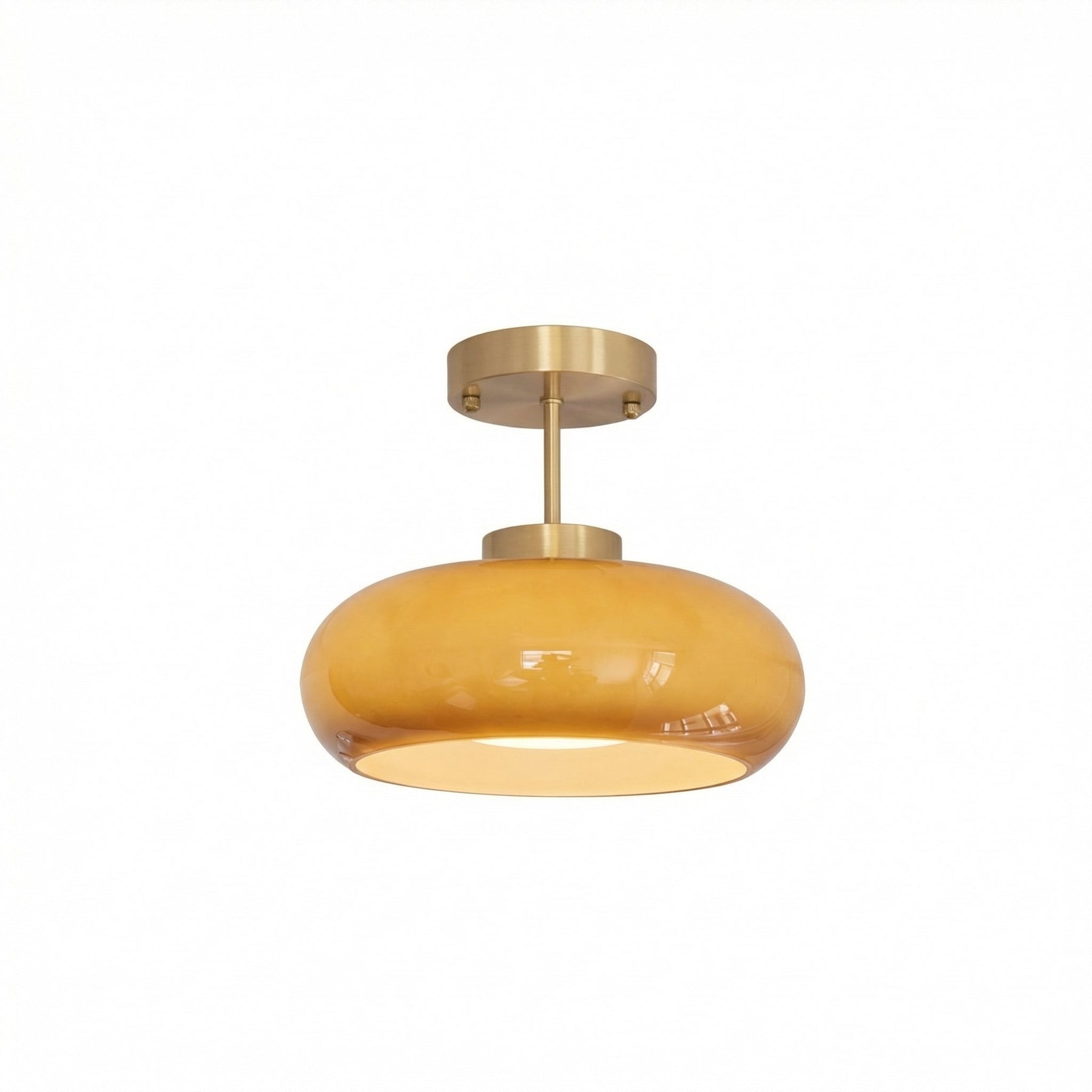 Nordic Vintage Copper & Amber Glass Ceiling Light