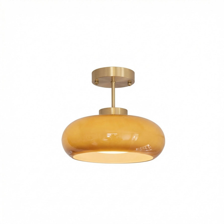 Nordic Vintage Copper & Amber Glass Ceiling Light