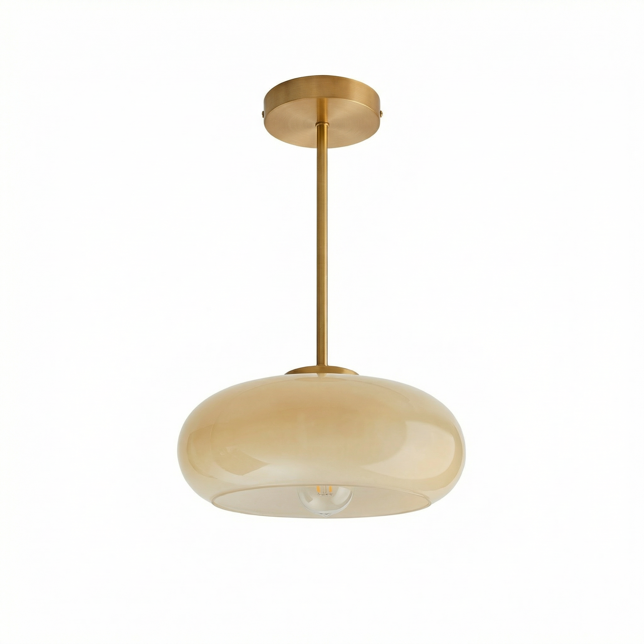 Nordic Vintage Copper & Amber Glass Ceiling Light