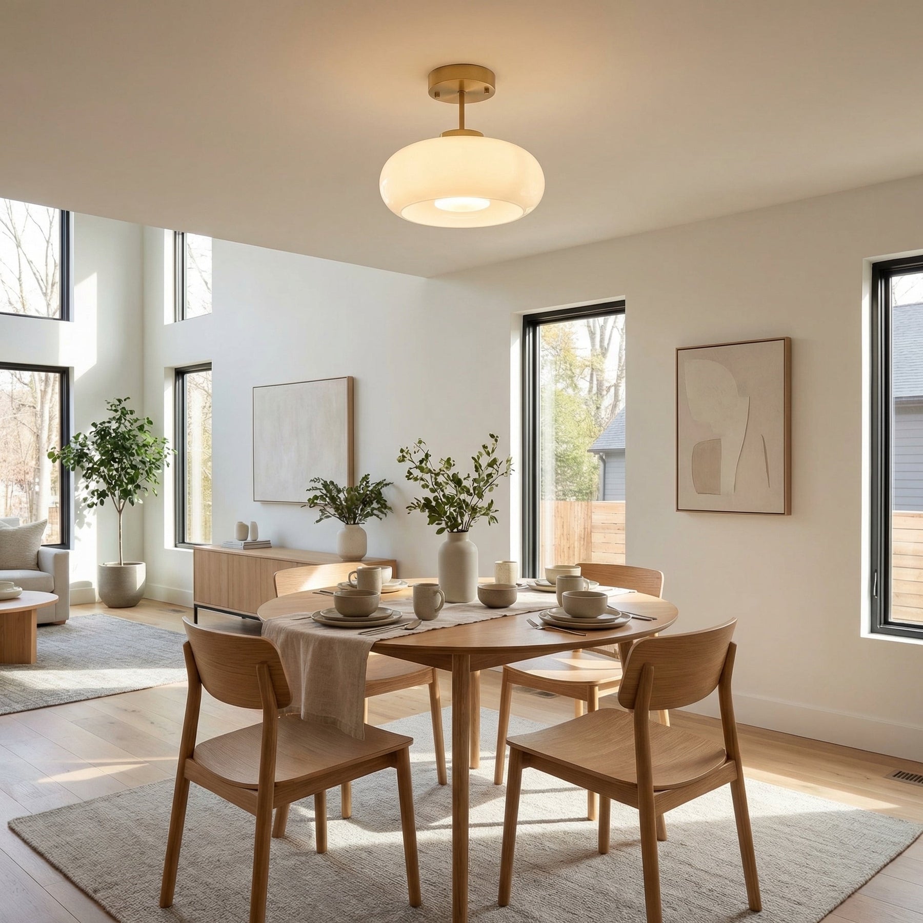 Nordic Vintage Copper & Amber Glass Ceiling Light