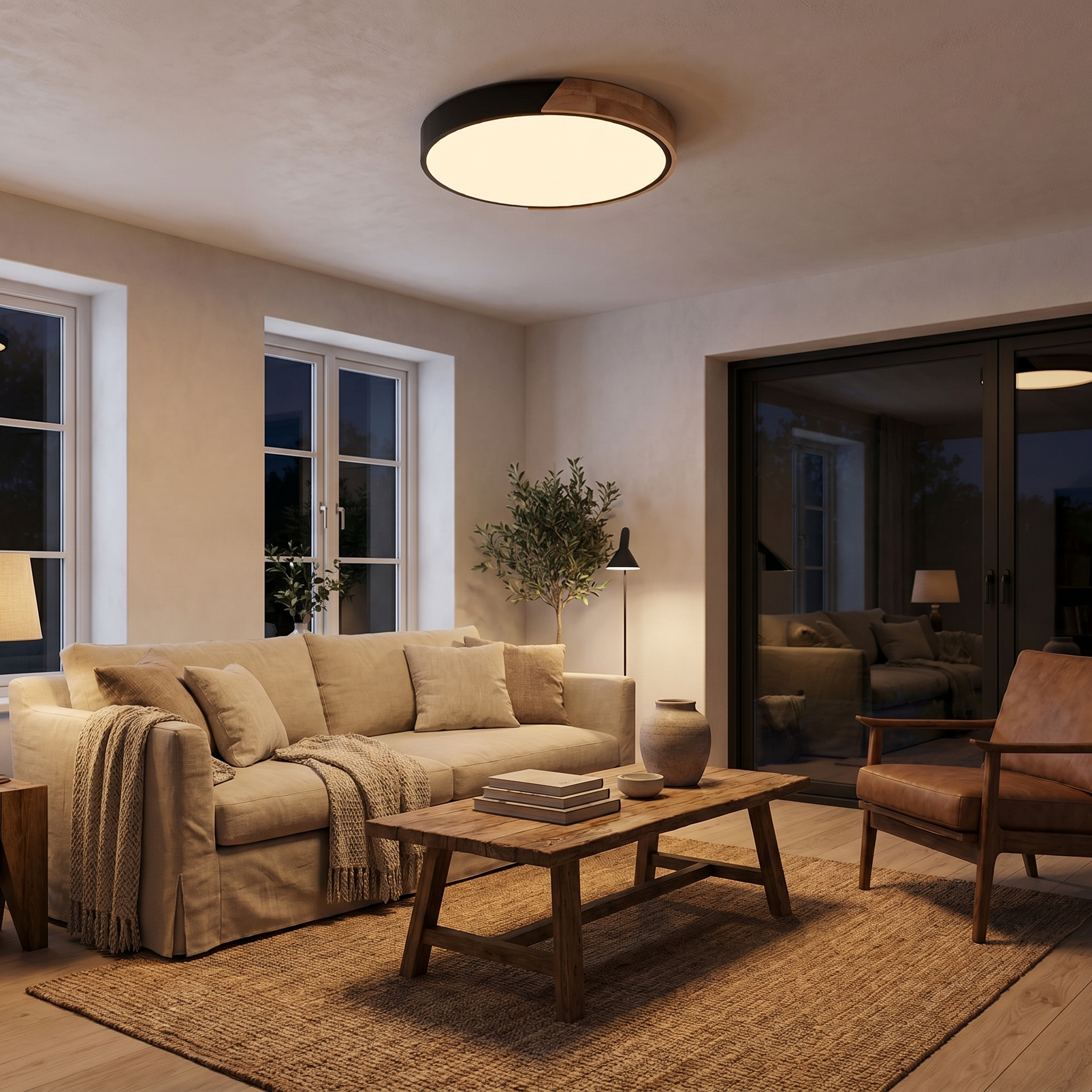 Scandinavian Wood Grain LED Ceiling Light