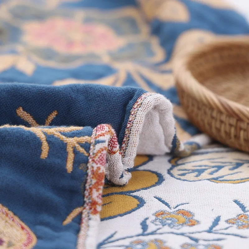 Rustic Artistic Flora Blanket | 100% Cotton Floral Blanket