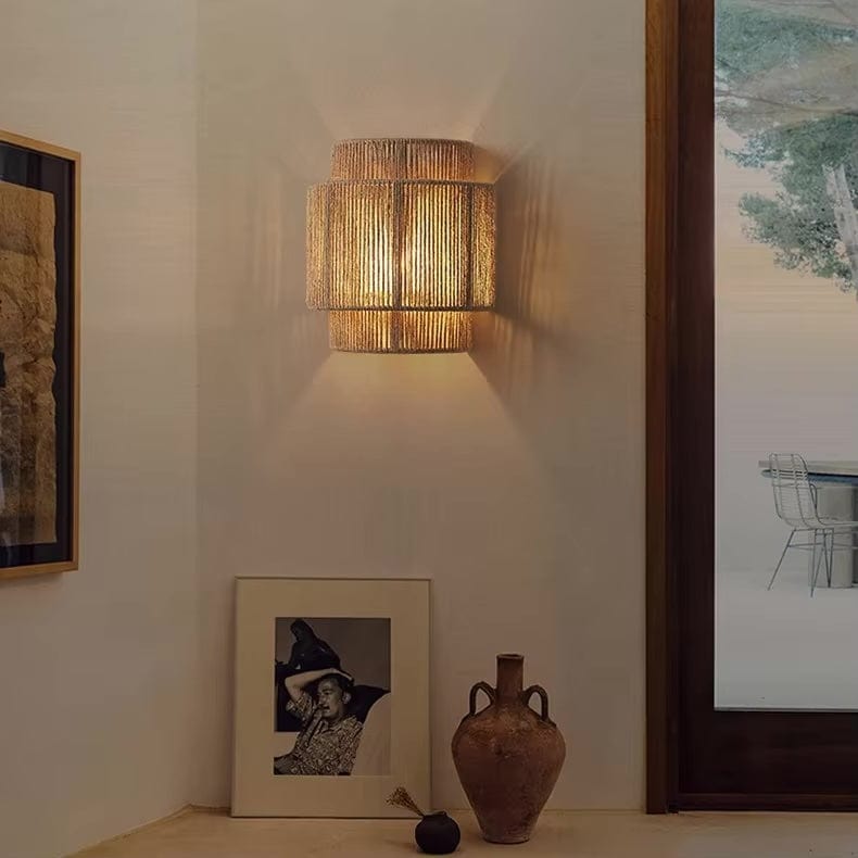 Handwoven Rattan Bamboo Wall Light
