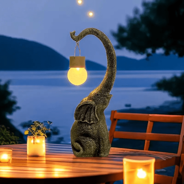 Elephant Shaped Solar Outdoor Light with Suspended LED Bulb