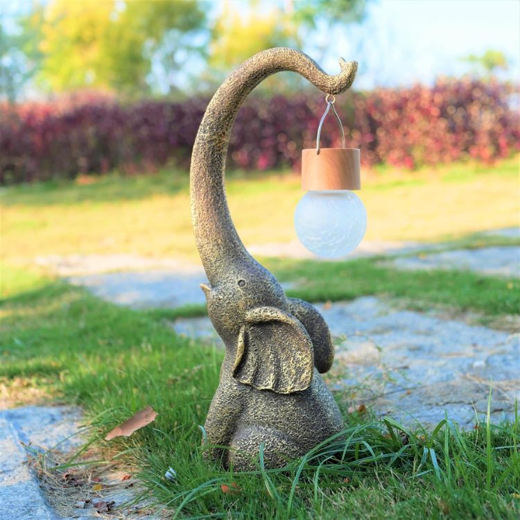 Elephant Shaped Solar Outdoor Light with Suspended LED Bulb