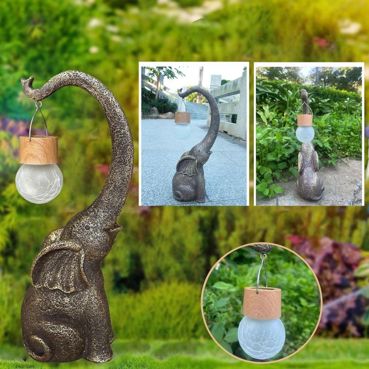 Elephant Shaped Solar Outdoor Light with Suspended LED Bulb