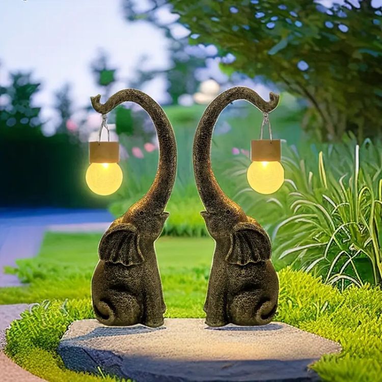 Elephant Shaped Solar Outdoor Light with Suspended LED Bulb