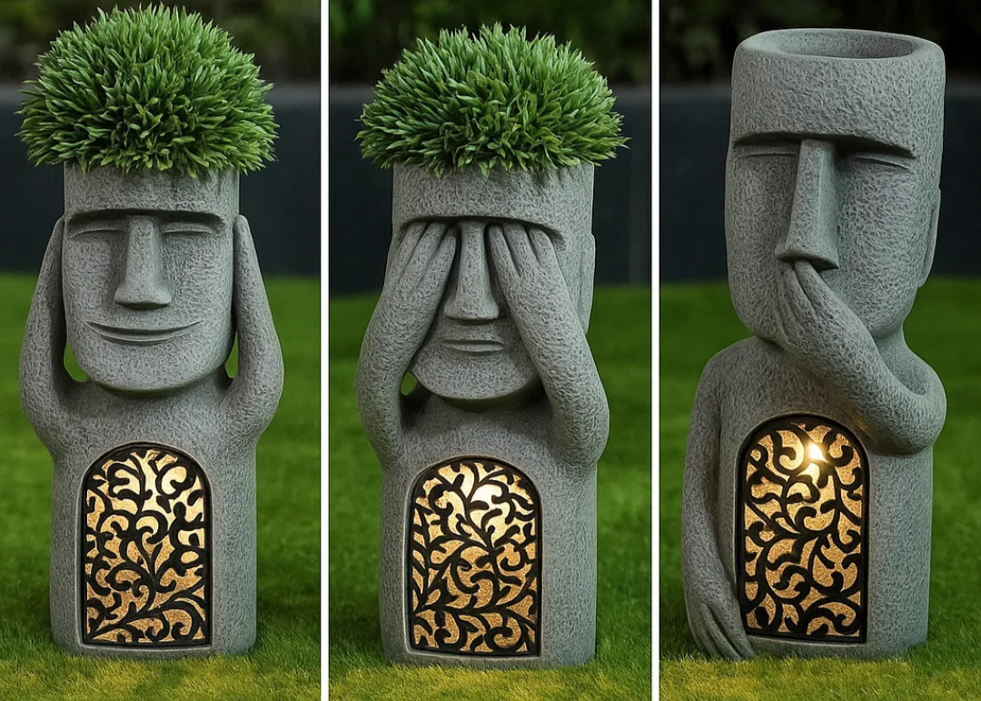 StoneGlow | Solar Garden Statue – Artistic Lighting with Cultural Charm